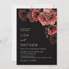 Eleganta mörka röda blommor i dystert arrangemang inbjudningar