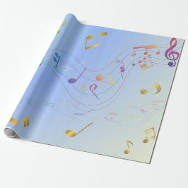 Eleganta musiknoter i blå gradient  presentpapper