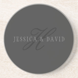 Eleganta namn & monogram Mörka & ljusa gråtoner Underlägg