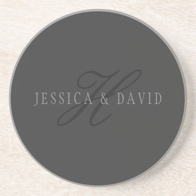 Eleganta namn & monogram | Mörka & ljusa gråtoner Underlägg (Framsidan)