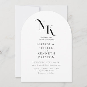 Eleganta NAMN Vita Bröllop Modern Kalligrafi Inbjudningar