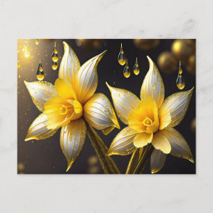 Eleganta narcissus med guldbeläggningar, påsk  helg vykort