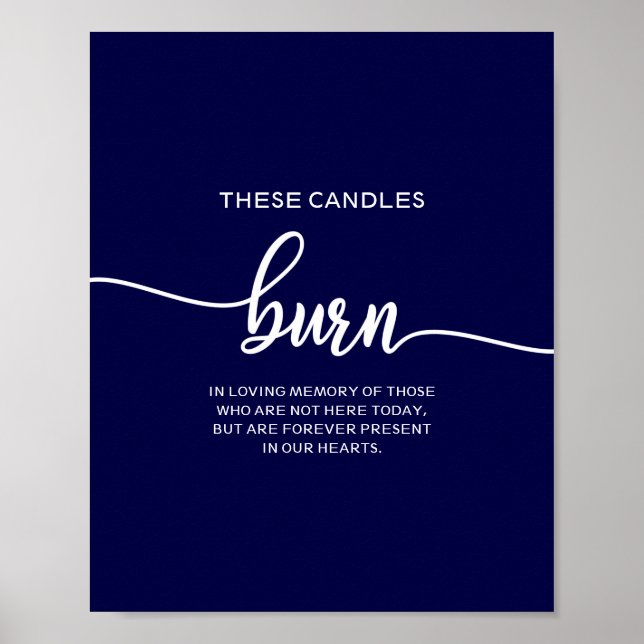 Eleganta Navy Blue Bröllopsljus Dessa Ljus Brinner Poster (Framsidan)