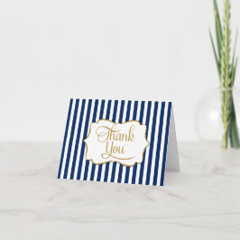 Eleganta Navy Blue Gold Stripe Tacksamhetskort Tack Kort