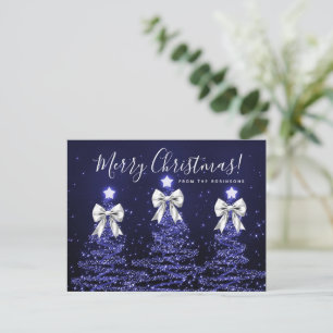 Eleganta Navy julgranar Silverband Vykort