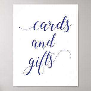 Eleganta Navyblå Kort och Gåvor Bröllopsskylt Poster