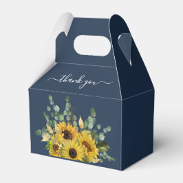 Eleganta Navyblå Solrosor Tack  Presentaskar