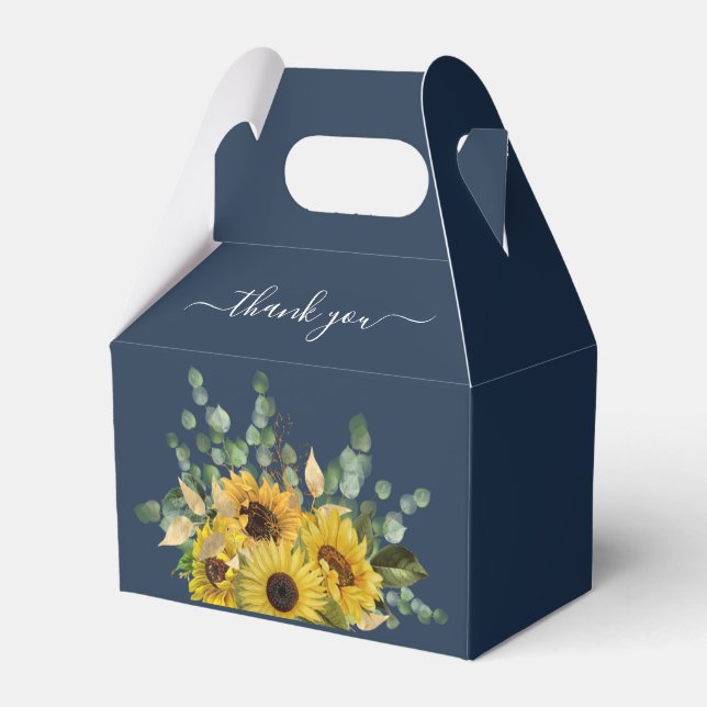 Eleganta Navyblå Solrosor Tack  Presentaskar (Framsidan Sidan)