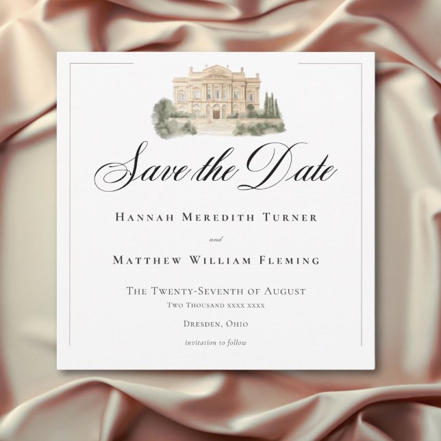 Eleganta neoklassiska vintage scener bröllop spara datumet (Elegant Neoclassical Vintage Scenes Wedding Save The Date)