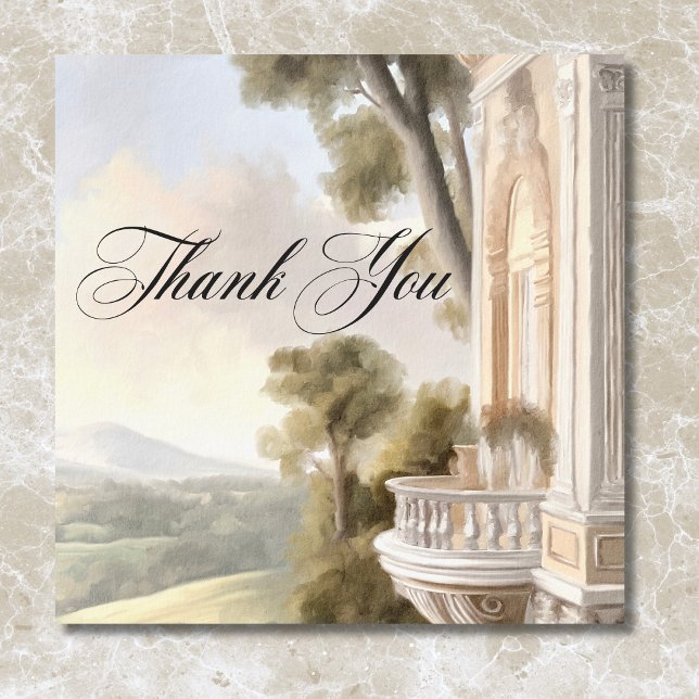 Eleganta neoklassiska vintage scener bröllop tack kort (Elegant Neoclassical Vintage Scenes Wedding Thank You Card)