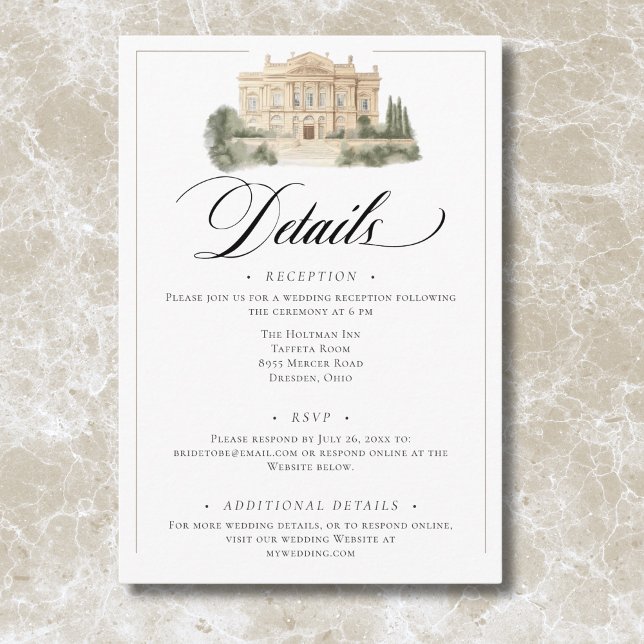 Eleganta neoklassiska vintage scener bröllop tilläggskort (Elegant Neoclassical Vintage Scenes Wedding Enclosure Card)