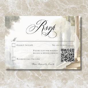 Eleganta neoklassiska vintage scener Bröllops QR OSA Kort