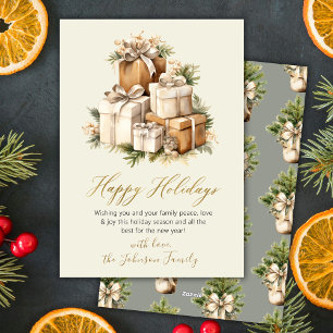 Eleganta neutrala akvarell julklappar julkort
