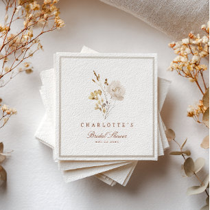 Eleganta neutrala blommiga bröllopsdusch-pappersse pappersservett