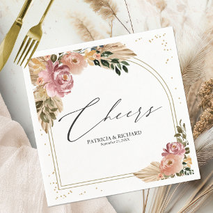 Eleganta neutrala färger Boho blommande bröllopsse Pappersservett