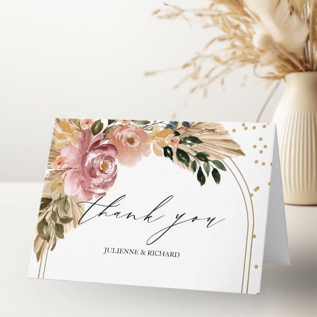 Eleganta neutrala färger Boho blommig bröllops-tac Kort (Skapare uppladdad)
