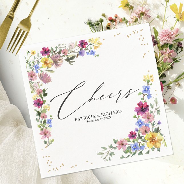 Eleganta neutrala färger Boho blomsterbröllop serv Pappersservett (Skapare uppladdad)