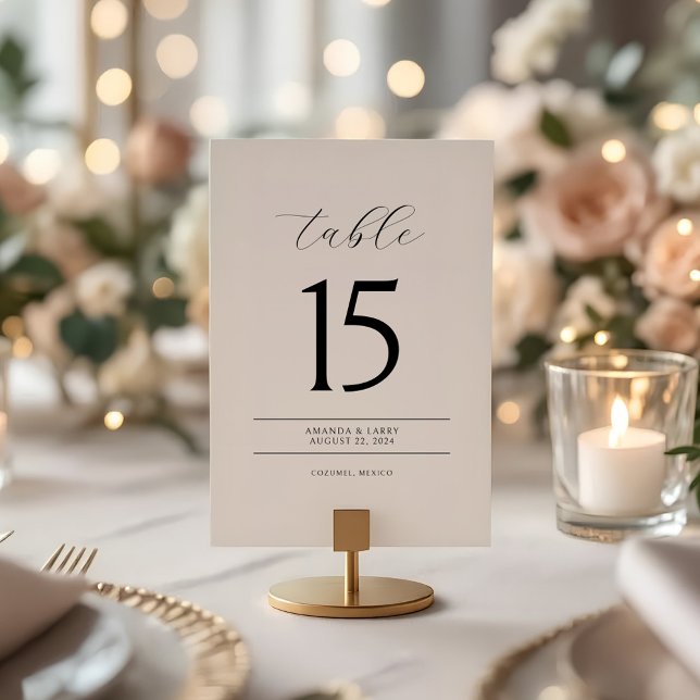 Eleganta och moderna minimalistiska nummerkort för inbjudningar (Minimalist table number for wedding)