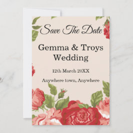 Eleganta och romantiska, röda rosor  Spara datum Inbjudningar