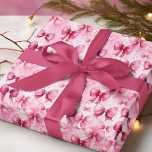 Eleganta och Whimsical Rosa Coquette Bågar Band Presentpapper