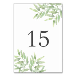 Eleganta olivgrenar. Botanisk sommarbröllop Bordsnummer