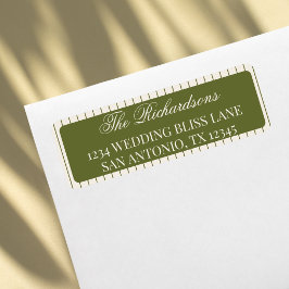 Eleganta olivgröna randiga returadressetiketter fö returadress etikett