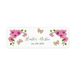 Eleganta Ömtåliga Lila Orkidéer Bohemisk Botanisk Returadress Etikett