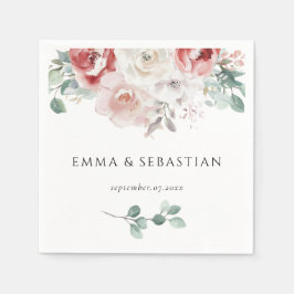 Eleganta ömtåliga rosor Blommig Elegant Bröllop Pappersservett