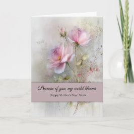 Eleganta önskningar på mors dag Klassisk rosa ros Kort