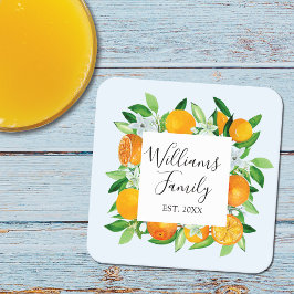 Eleganta orange frukter och blommor sommarblommor underlägg papper kvadrat