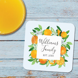 Eleganta orange frukter och blommor sommarblommor underlägg papper kvadrat