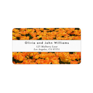 Eleganta orange-gula tulpaner returadressetiketter adressetikett