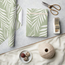 Eleganta palmblad Olivgrön mönster Presentpapper