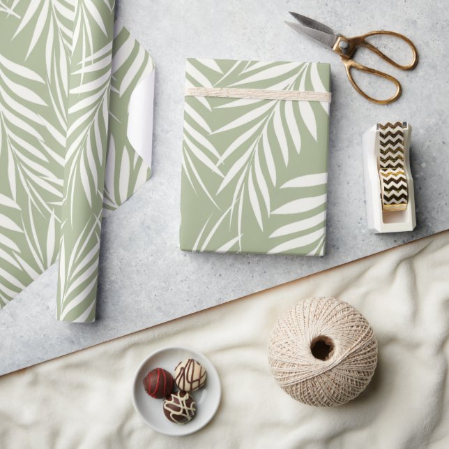 Eleganta palmblad Olivgrön mönster Presentpapper (Hantverk)