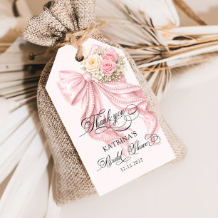 Eleganta pärlbåge bröllopsdusch presentkortsetiket presentetikett