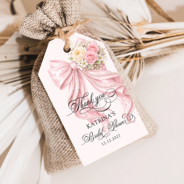 Eleganta pärlbåge bröllopsdusch presentkortsetiket presentetikett (Skapare uppladdad)