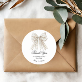 Eleganta pärlor Bow Bröllopsdusch Runt Klistermärke