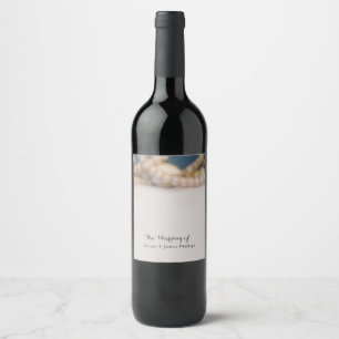 Eleganta pärlor & havssnäckor strand vinetiketter vinflaska etikett
