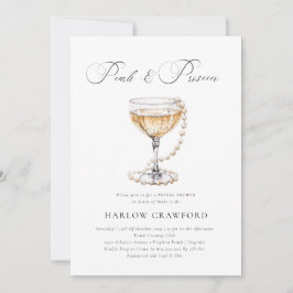 Eleganta pärlor och Prosecco  Bröllopsdusch   Inbjudningar