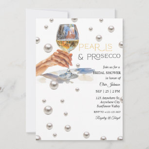 Eleganta pärlor och Prosecco bröllopsdusch  Inbjudningar