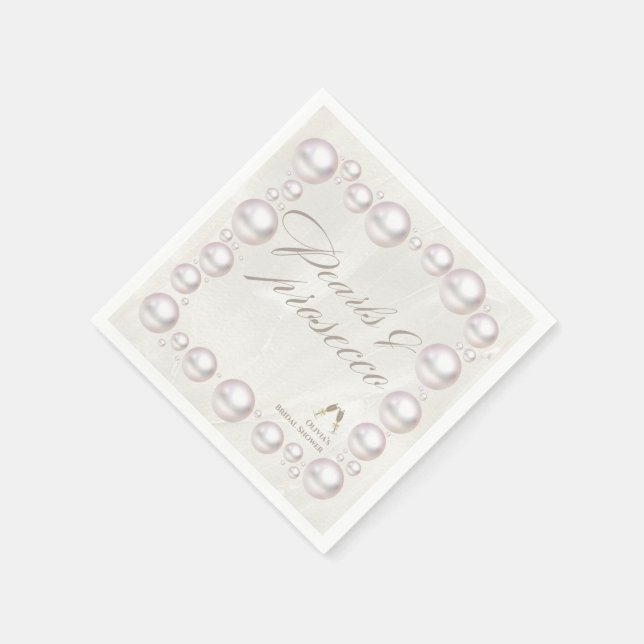 Eleganta pärlor och prosecco bröllopsdusch  pappersservett (Hörn)