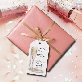 Eleganta pärlor och Prosecco bröllopsdusch Presentetikett