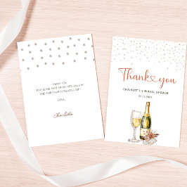 Eleganta pärlor och Prosecco Bröllopsdusch Tack Kort