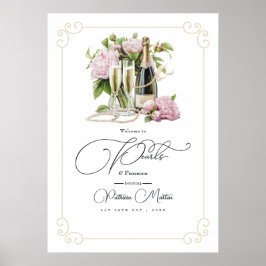 Eleganta pärlor och Prosecco Bröllopsdusch-välkomm Poster