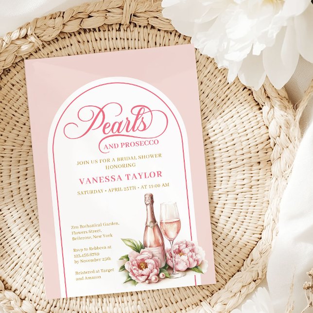 Eleganta pärlor och prosecco bröllopsfest mall (Chic pearls and prosecco bridal shower template

)
