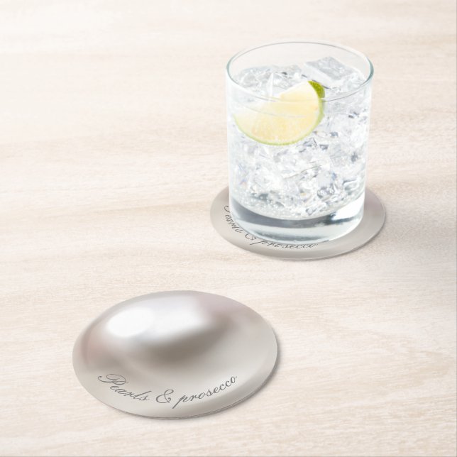 Eleganta pärlor och prosecco bröllopsfest  underlägg papper rund (Insitu)