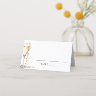 Eleganta pärlor och Prosecco Faltat platskort Placeringskort