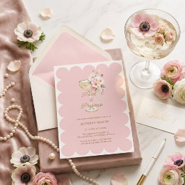Eleganta pärlor och Prosecco Rosa Bröllopsdusch Inbjudningar