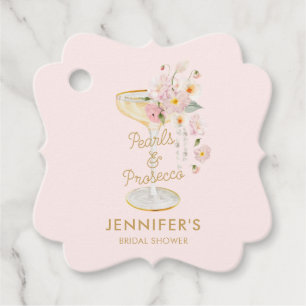 Eleganta pärlor och Prosecco Rosa Gåvor Etiketter