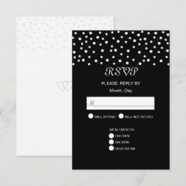 Eleganta pärlor på svart & vit bröllops- RSVP-kort OSA Kort